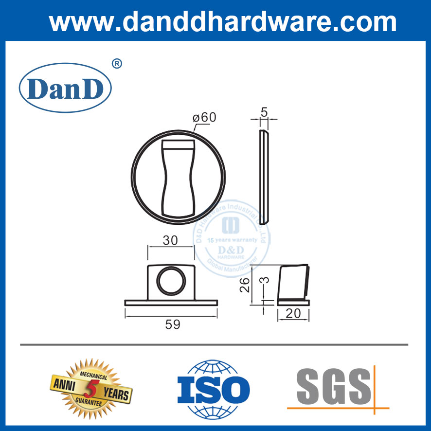 Seguridad de la puerta de aleación de zinc Detente de acero inoxidable Puerta comercial magnética DDDDS037