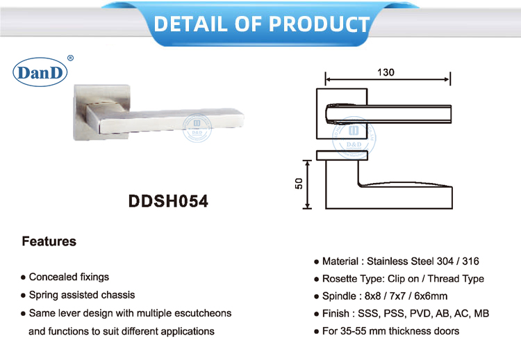 Manija de puerta cuadrada