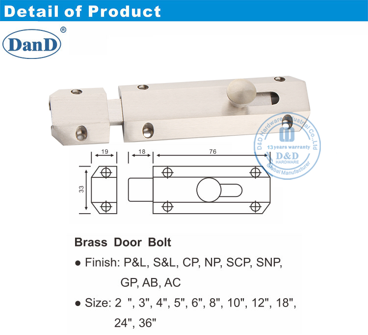 bloqueo de pestillo del perno del barril corredizo