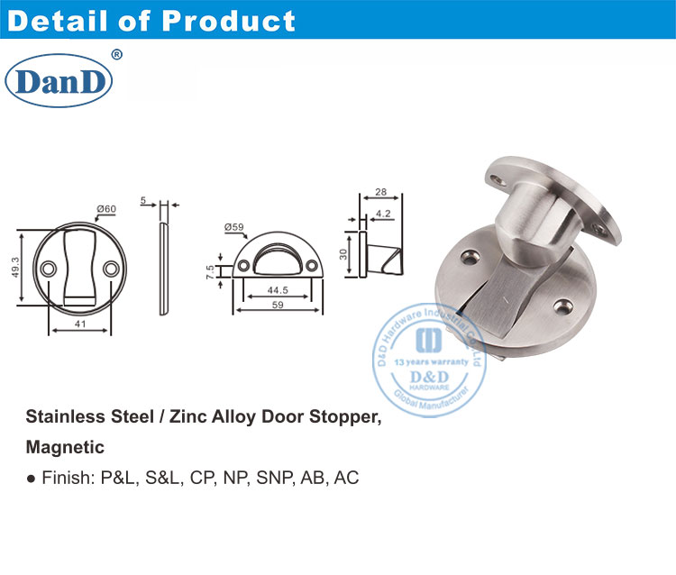 Tope de puerta invisible magn&eacute;tico