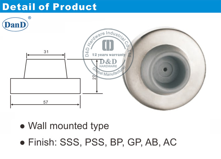 Hardware de parada y d de puerta exterior