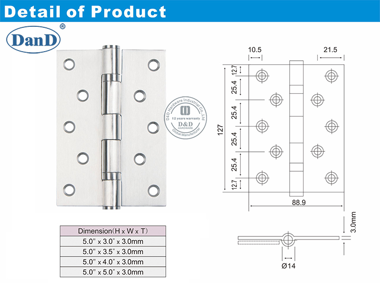 Rodamiento de bolas de acero inoxidable Hingware Hingery-D y D