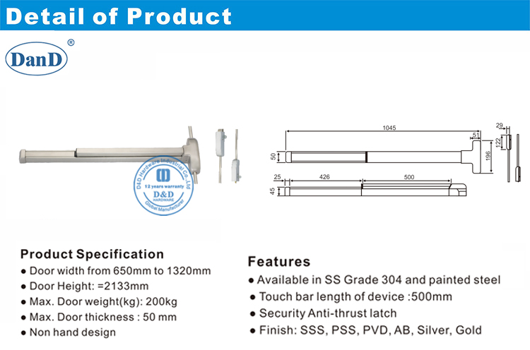 Salida de incendio Hardware-D y D Hardware