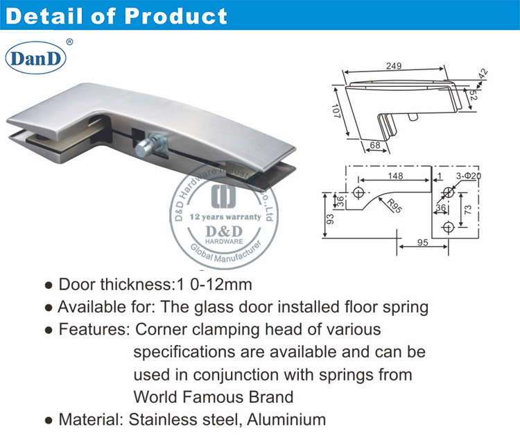 Hardware de ajuste de parche de manivela de esquina y h hardware