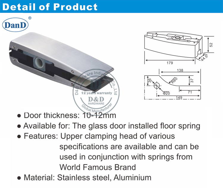 Ajuste de parche para la puerta de vidrio D y el hardware D
