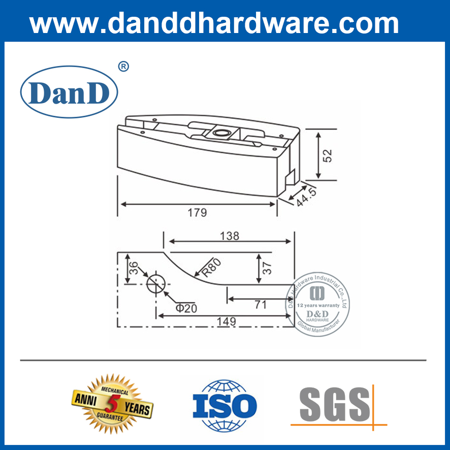 SUS304 Ajuste de parche superior de alta calidad para puerta de vidrio doble-DDPT007