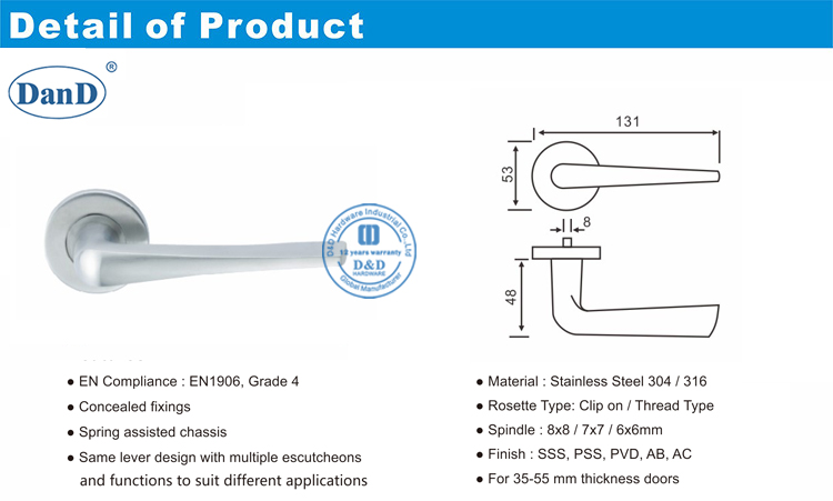 Palanca en la puerta de rosa manilla-d y d hardware