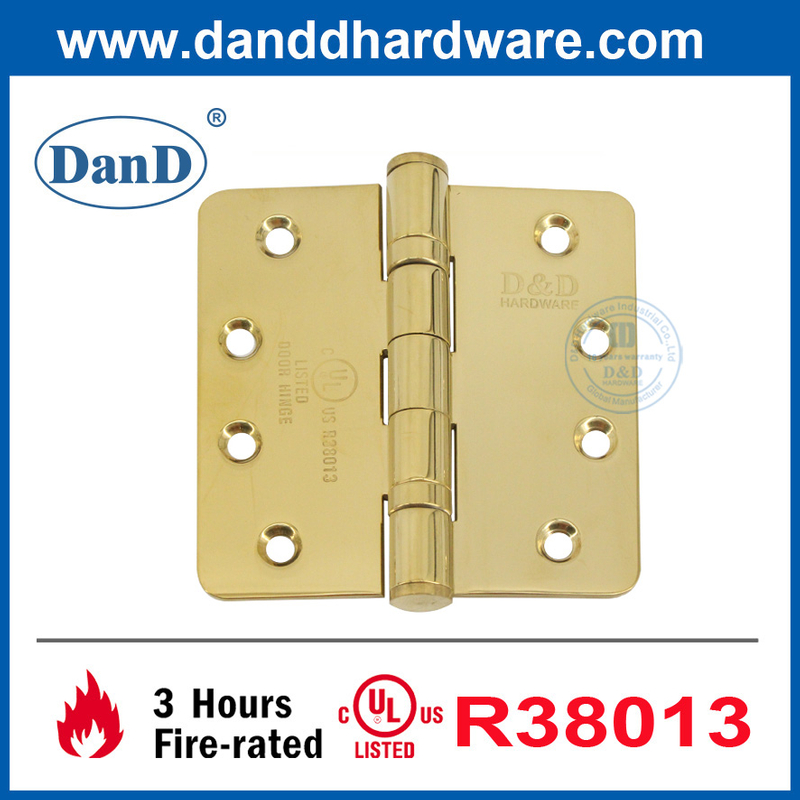UL pulido de acero inoxidable de acero inoxidable afuera de oro bisagras de puerta redonda-ddss001-fr-4x4x33