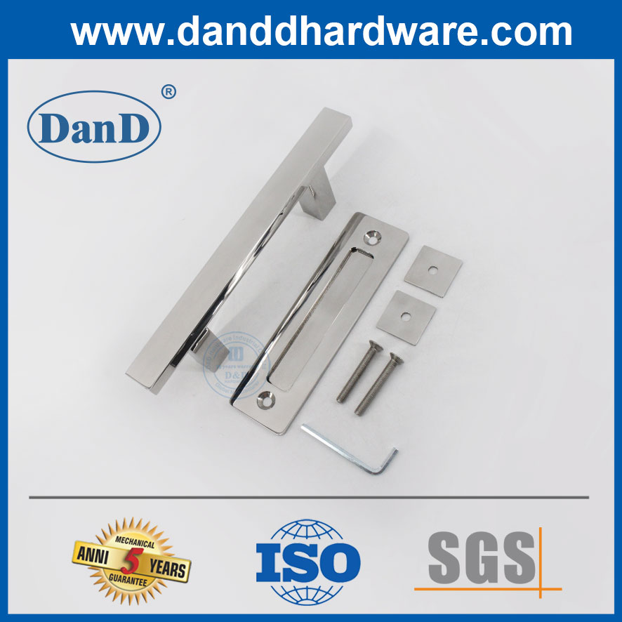 Manja de puerta corredera de forma cuadrada de acero inoxidable pulido moderno para puerta de granero-ddbd103