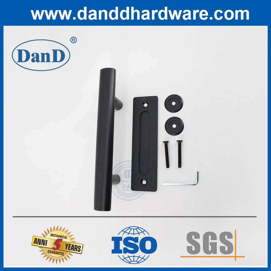 Hardware de puerta de granero interior de acero inoxidable manija de puerta de granero negro-ddbd101