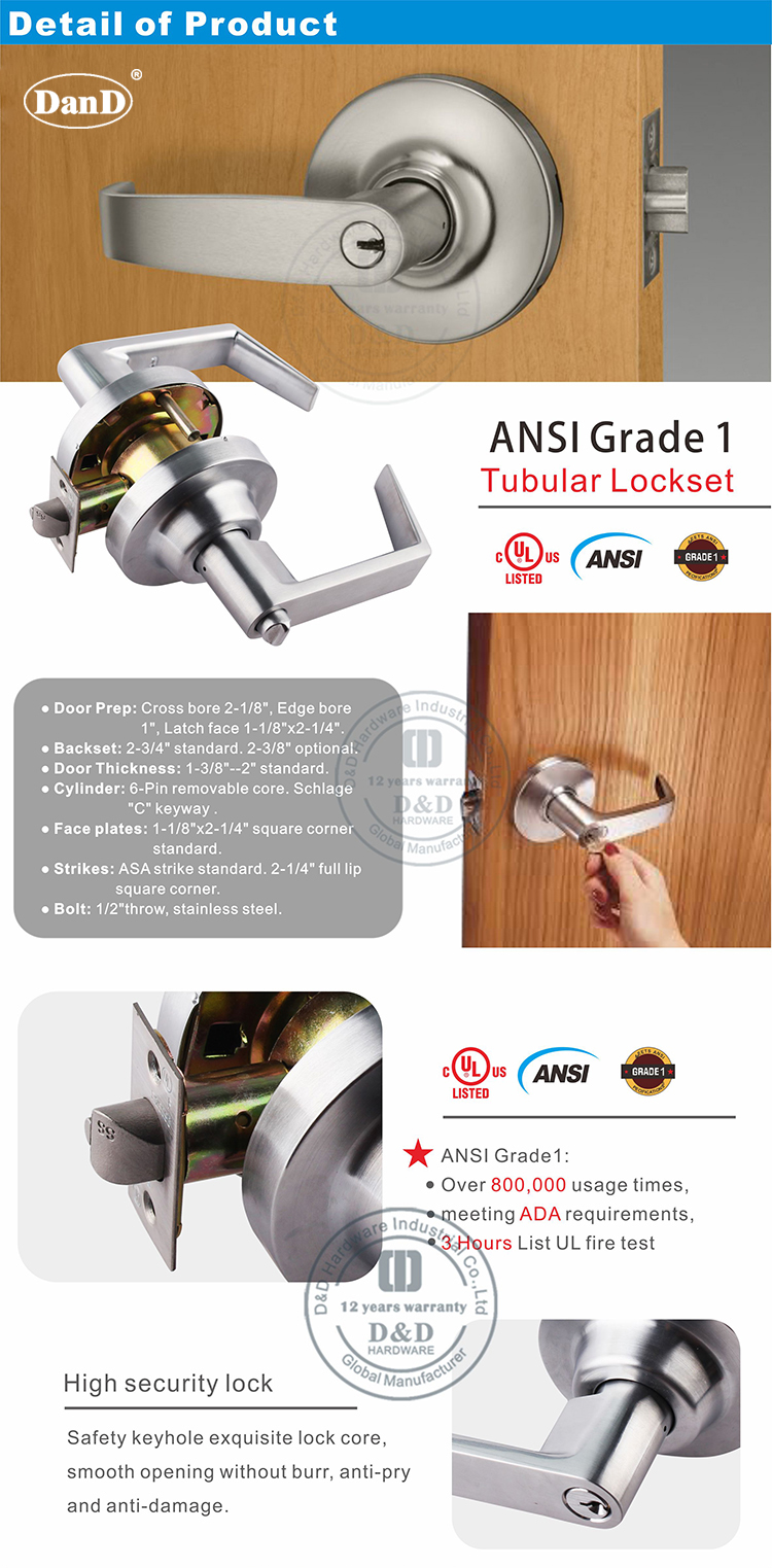Hardware ANSI Tubular Lockset-DDLK009-D y D