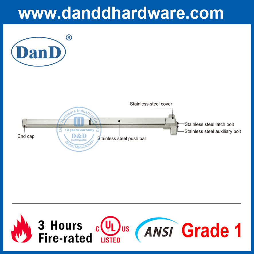 ANSI Grado 1 UL de acero de acero Panic Door Push Bar-DDPD003
