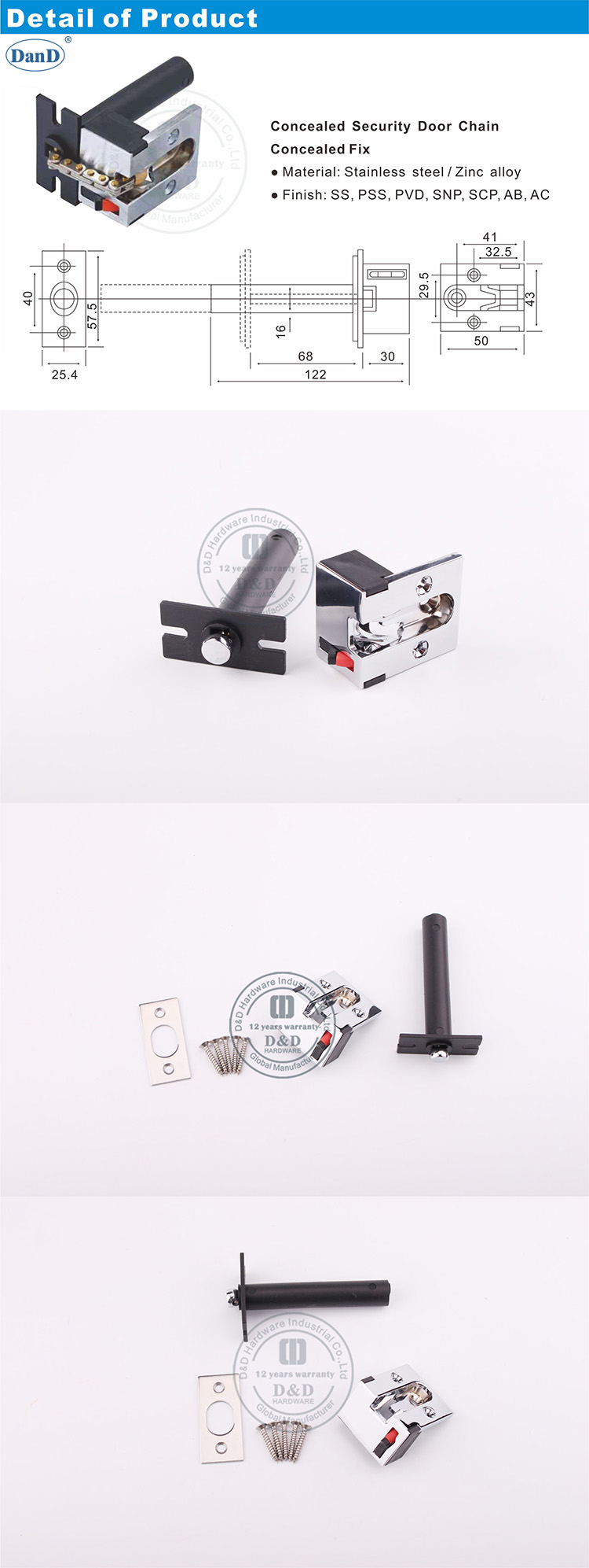 Cadena de puerta de seguridad oculta-DDDG002