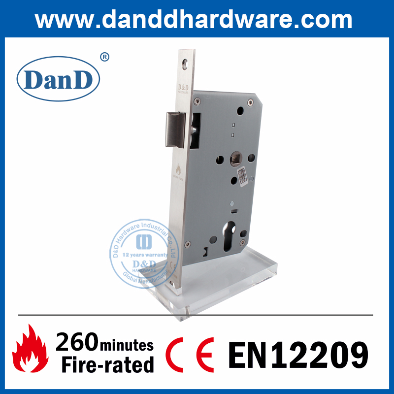 BS EN12209 SUS304 Bloqueo de pestillo con clasificación de fuego para el paso de la puerta-DDML011-6072