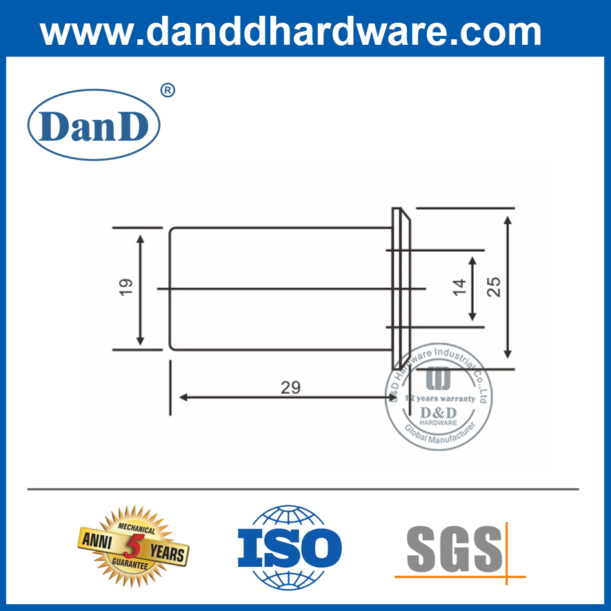 BRASS INTERIOR INTERIOR PUERTE POLVO A prueba de huelga para FLUSH BOLT-DDDP003